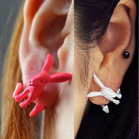 3D Nyuszi Nyúl Nyuszis Női Fülbevaló Pink Vagy Fehér